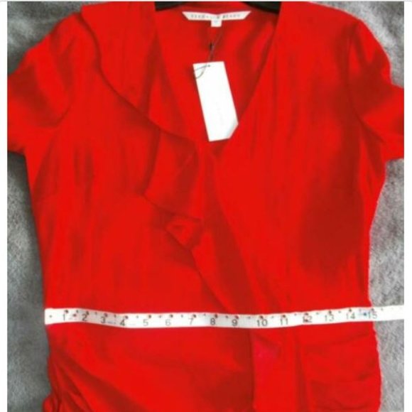 Veronica Beard Odessa Ruffle Poppy Red Dress 8 - Picture 7 of 8